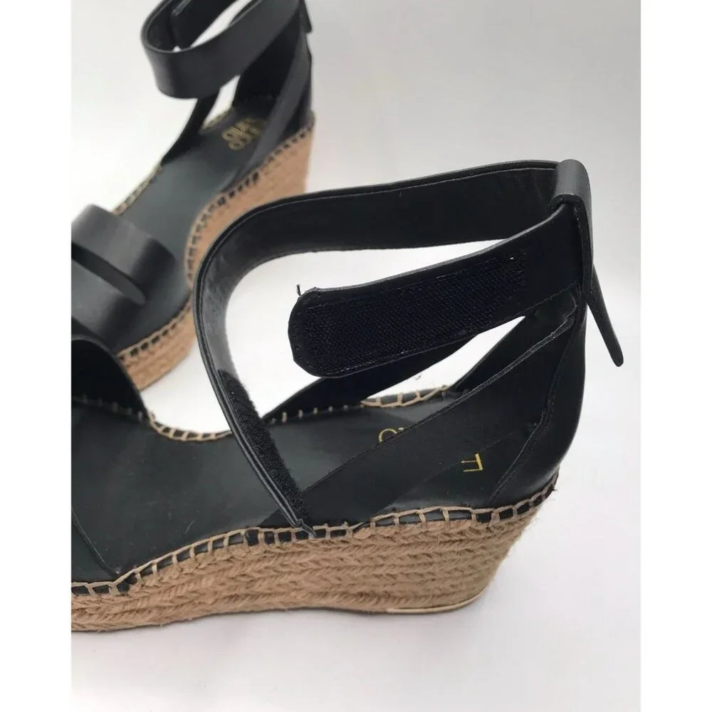 Franco‎ Sarto Sandals Womens Size 10 M Black Wedge Espadrilles
